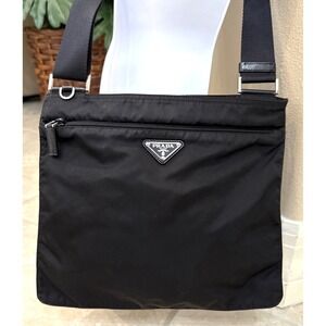 PRADA Black Tessuto  Nero Nylon Crossbody Messenger Bag Purse Preppy Minimalist